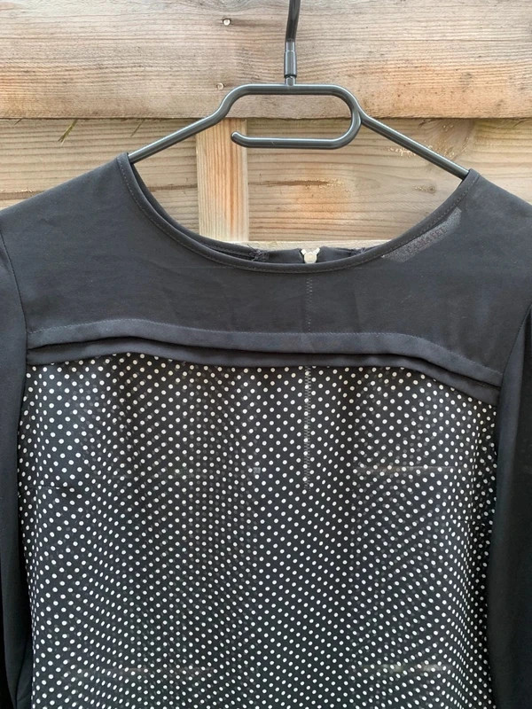 Blouse noire à pois transparente Camaïeu manches longues - taille 36/S – Camaïeu – taille S / 36 / 8 2
