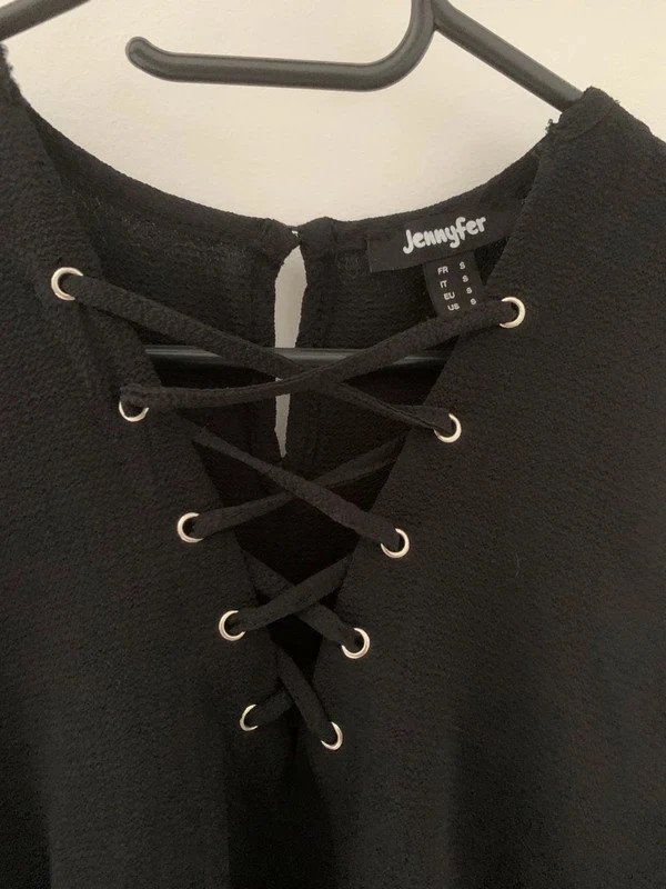 🖤 Top noir sans manches Jennyfer – col lacé – S 🖤 – Jennyfer – taille S / 36 / 8 3