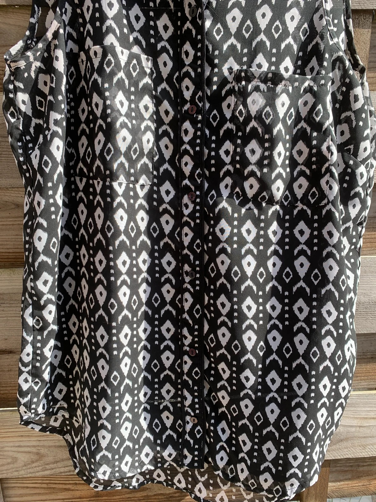 Blouse sans manches noire et blanche motif ethnique Pimkie – fluide & légère - S/36 – Pimkie – taille S / 36 / 8 4