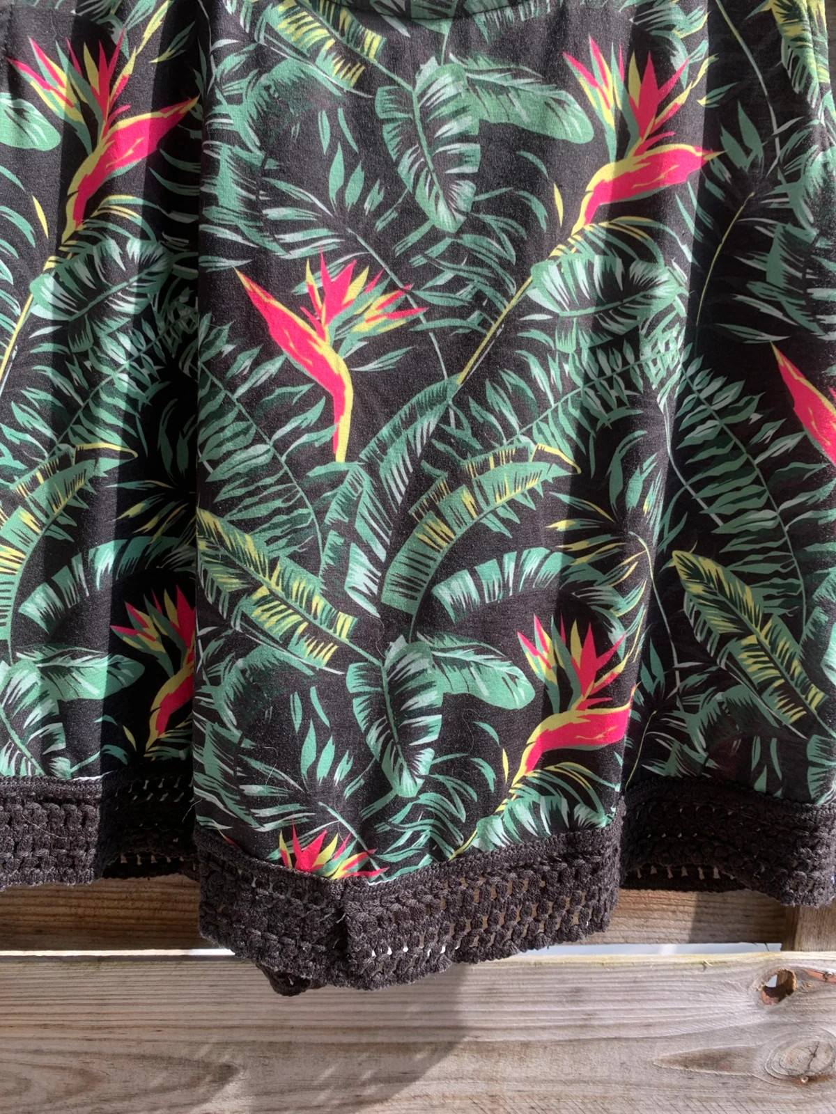 Débardeur tropical Jennyfer XS – motif jungle + détail crochet – Jennyfer – taille XS / 34 / 6 3