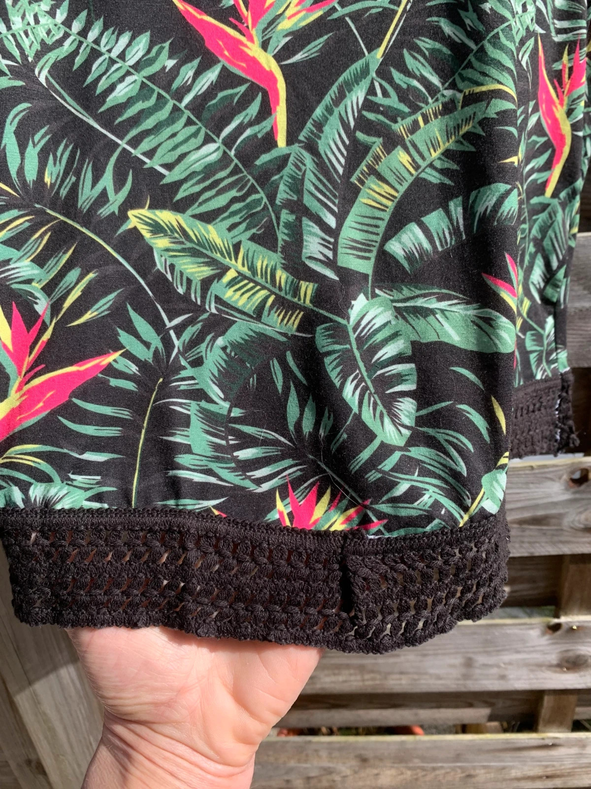 Débardeur tropical Jennyfer XS – motif jungle + détail crochet – Jennyfer – taille XS / 34 / 6 4