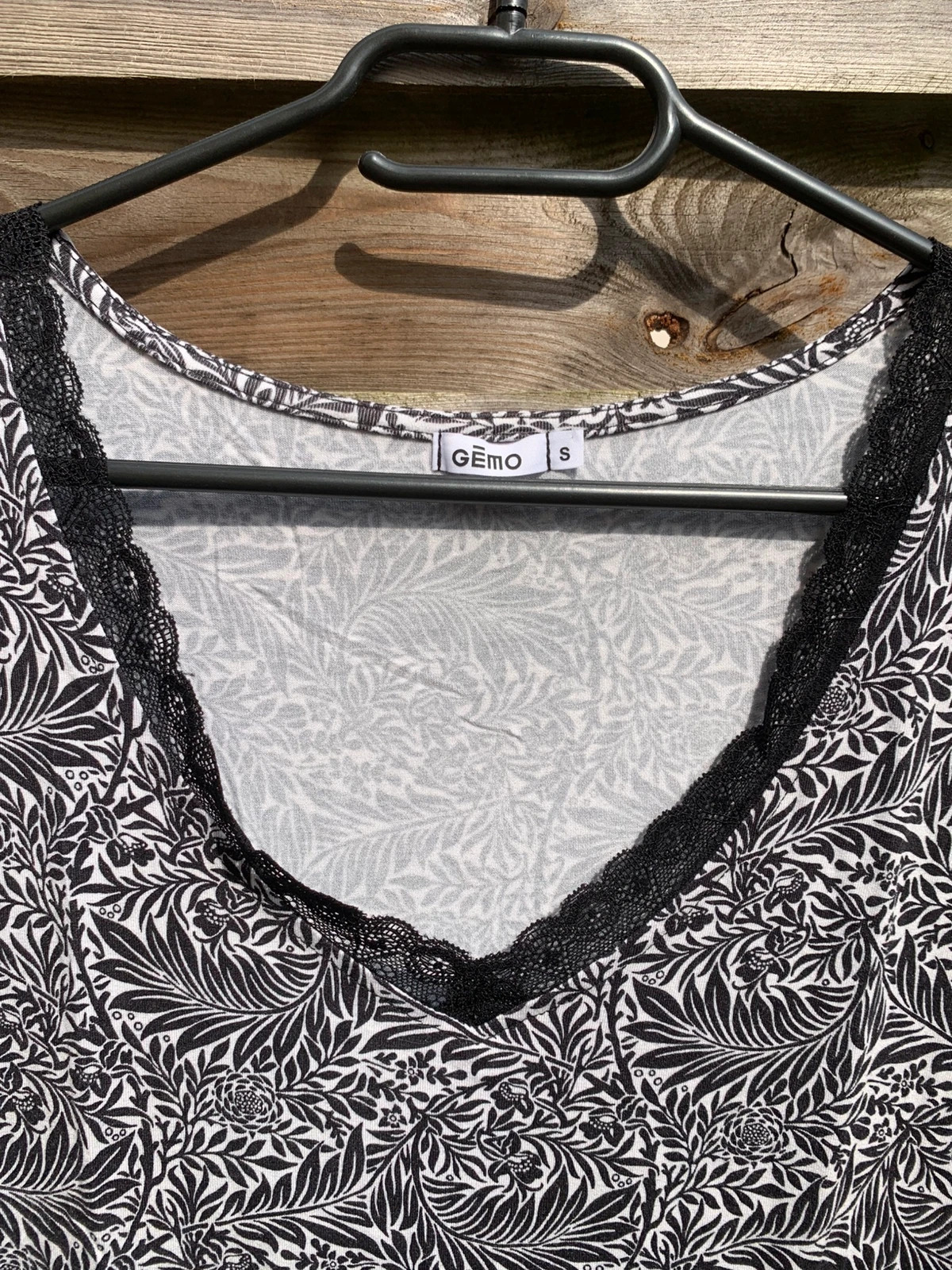 🌿 Top imprimé noir & blanc – dentelle – taille S – GÉMO – Gémo – taille S / 36 / 8 2