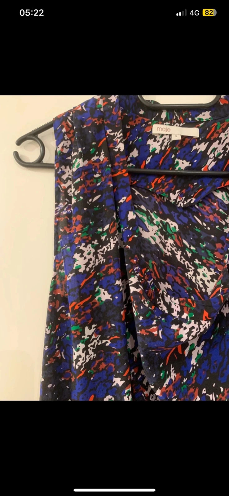 Robe Maje 100% soie imprimée drapée T.S – coupe originale & poches – Maje – taille S / 36 / 8 3