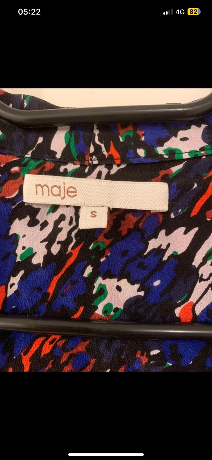 Robe Maje 100% soie imprimée drapée T.S – coupe originale & poches – Maje – taille S / 36 / 8 4