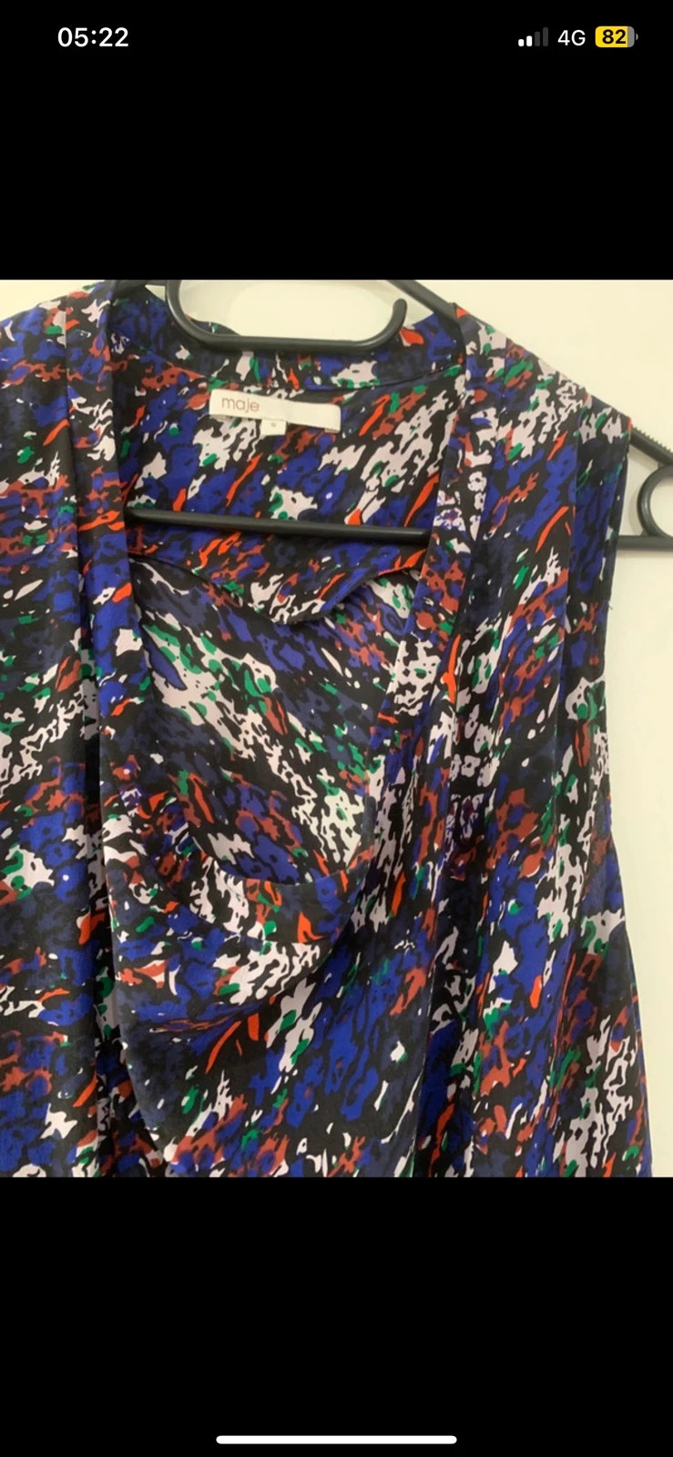 Robe Maje 100% soie imprimée drapée T.S – coupe originale & poches – Maje – taille S / 36 / 8 5