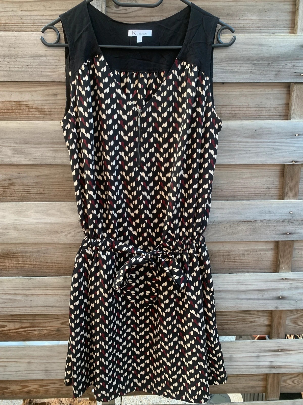 Robe K by Kookai T36 noire imprimé beige & bordeaux – KOOKAÏ – taille S / 36 / 8 2