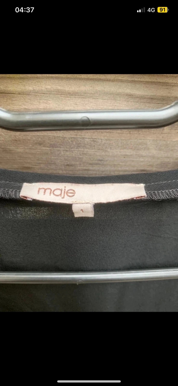 Robe Maje noire 100% soie drapée cache-cœur T1 – Maje – taille XS / 34 / 6 3