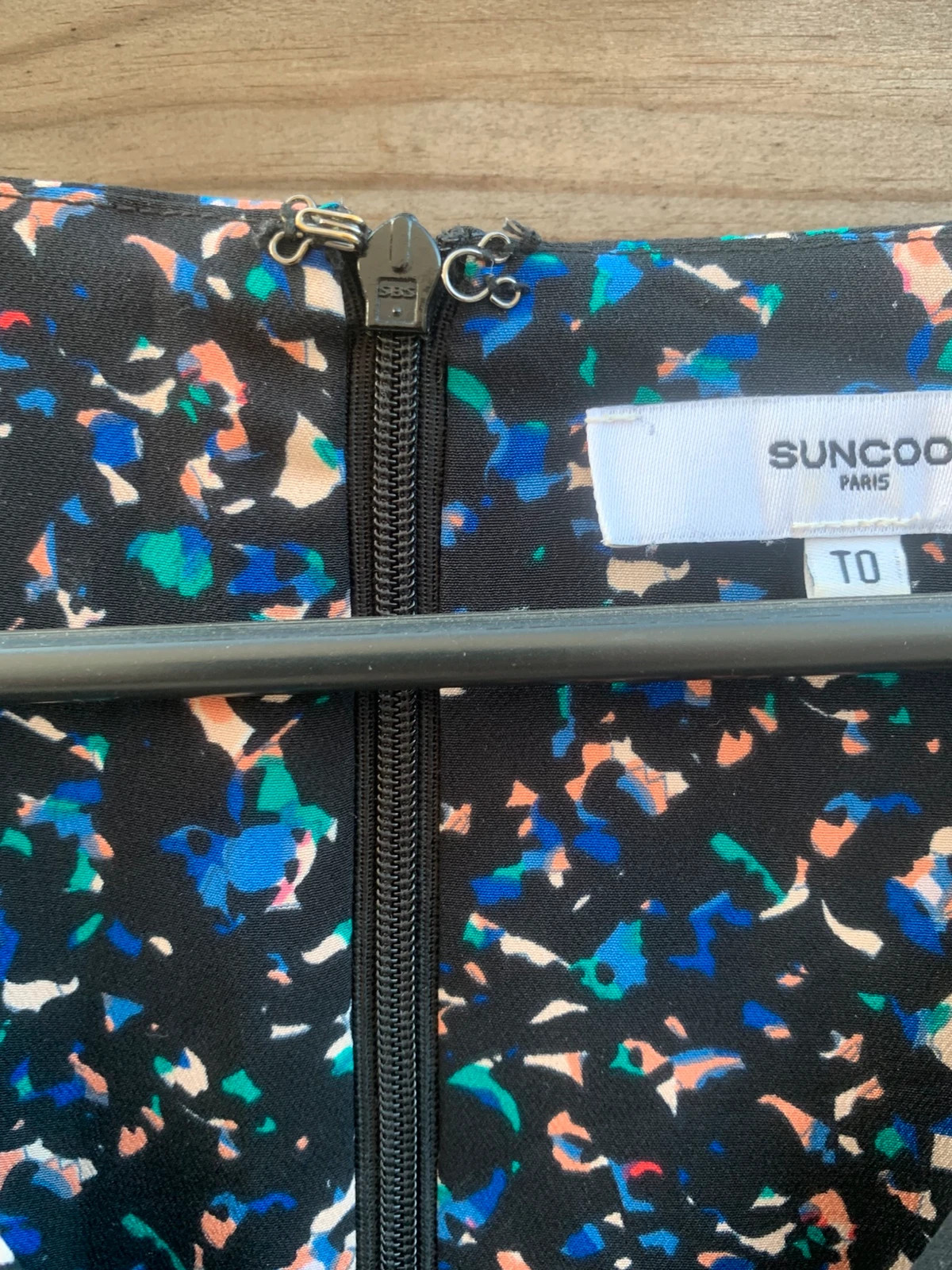 👗 Robe portefeuille Suncoo Paris noire imprimé multicolore manches 3/4 T0 / XS – suncoo – taille XS / 34 / 6 4