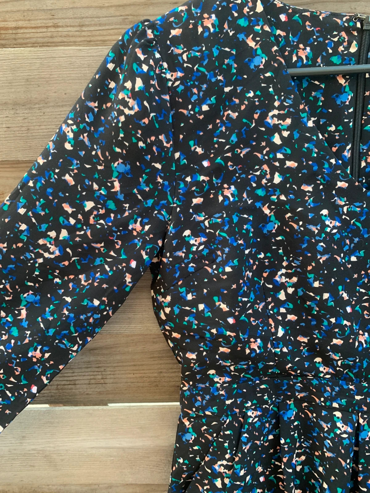 👗 Robe portefeuille Suncoo Paris noire imprimé multicolore manches 3/4 T0 / XS – suncoo – taille XS / 34 / 6 5