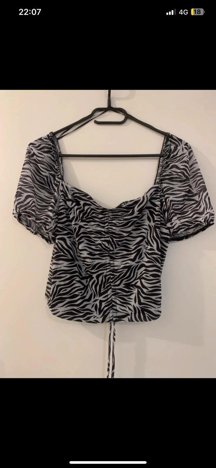 Top zébré noir & blanc Pimkie manches bouffantes – Pimkie – taille L / 40 / 12 3