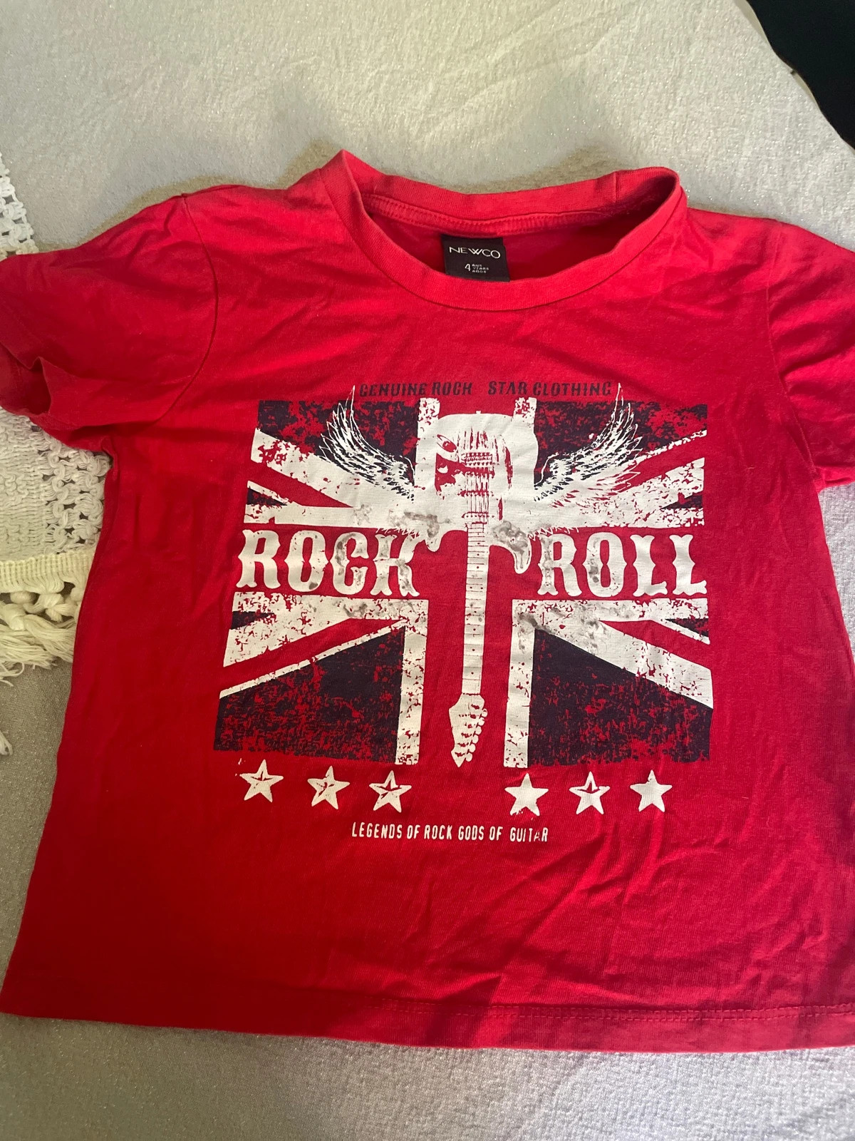 T-shirt garçon rouge Rock’n’Roll NEWCO – 4 ans
