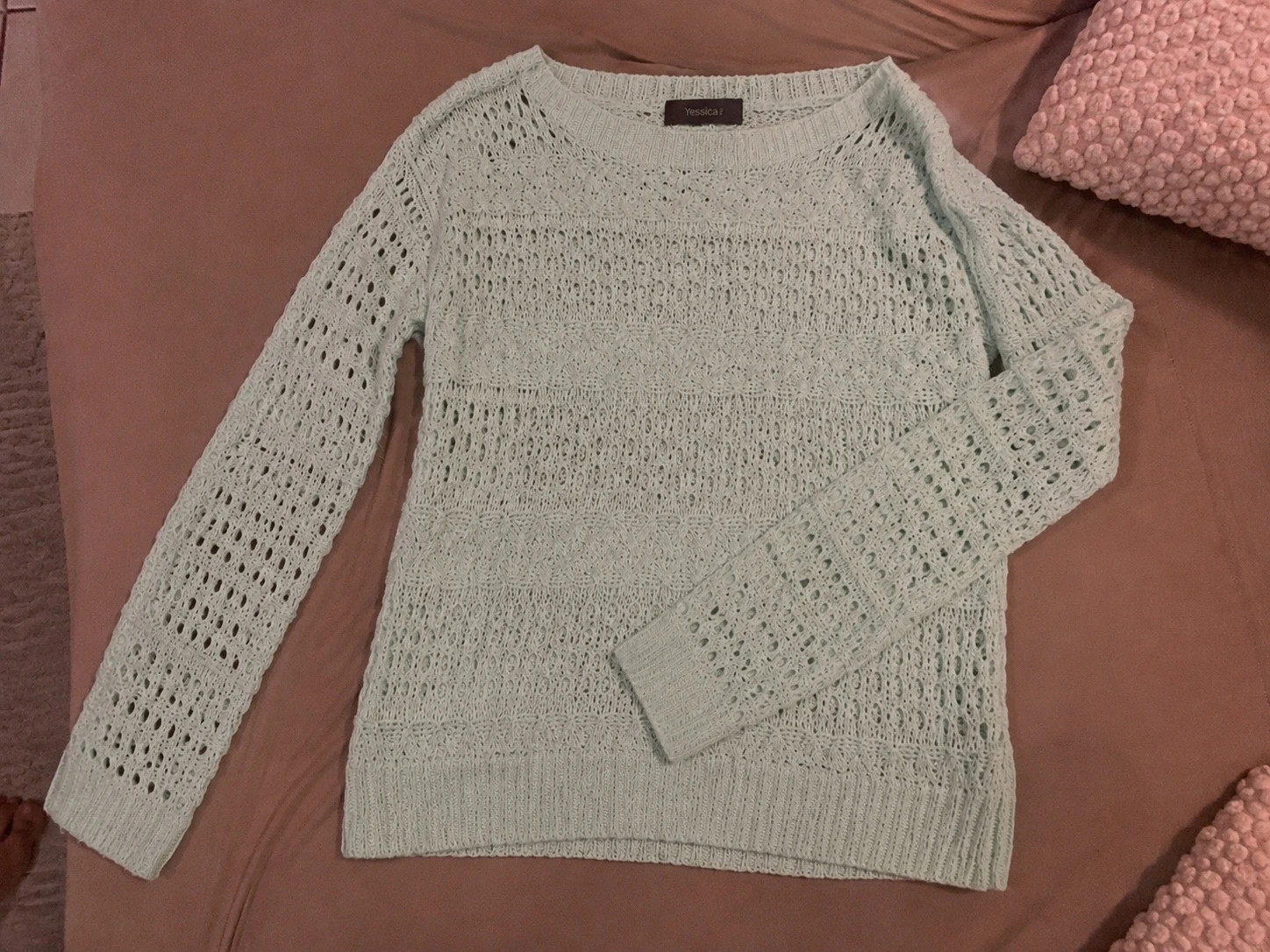 Pull ajouré Yessica vert menthe – manches longues – Yessica – taille S / 36 / 8 3