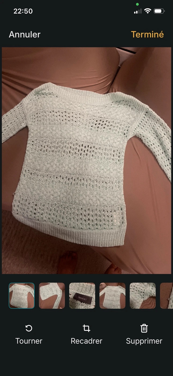Pull ajouré Yessica vert menthe – manches longues – Yessica – taille S / 36 / 8 4