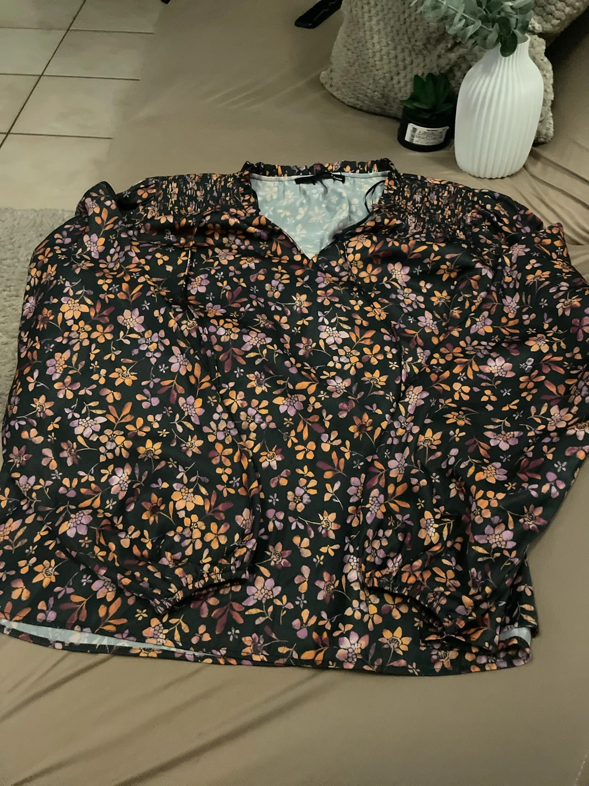 Blouse fleurie manches longues – multicolore – Etam – taille M / 38 / 10