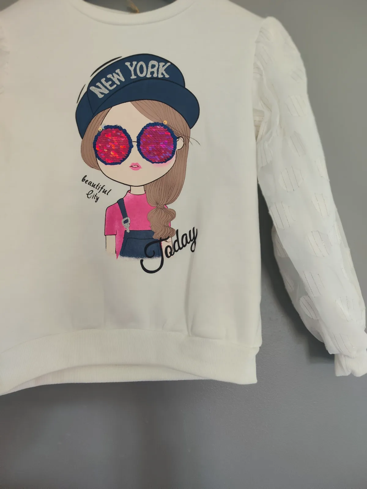 Sweat blanc fille imprimé fille New York – Papillon – taille 4 ans 4