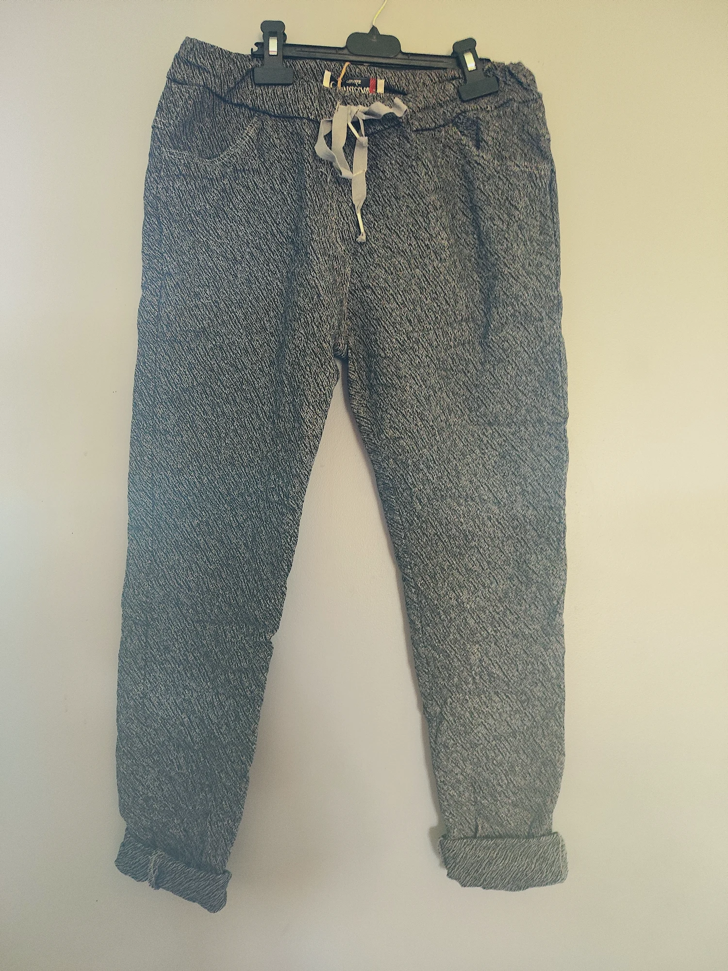 Pantalon fluide chino gris chine à lien