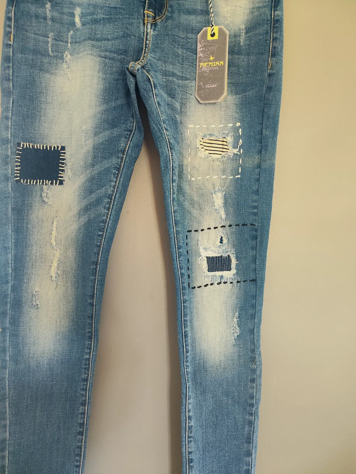 Jean slim délavé effet patchwork Remiss – Remixx – taille 38 2