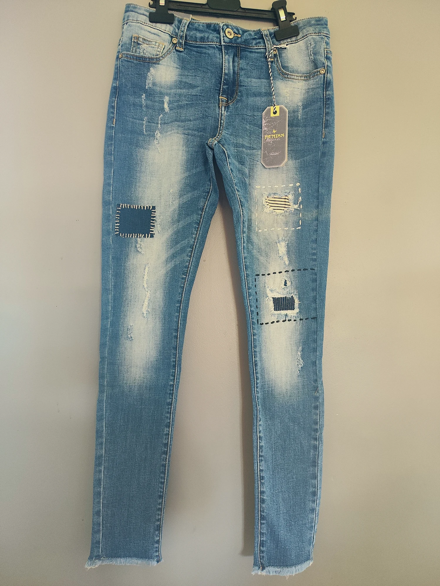 Jean slim délavé effet patchwork Remiss – Remixx – taille 38
