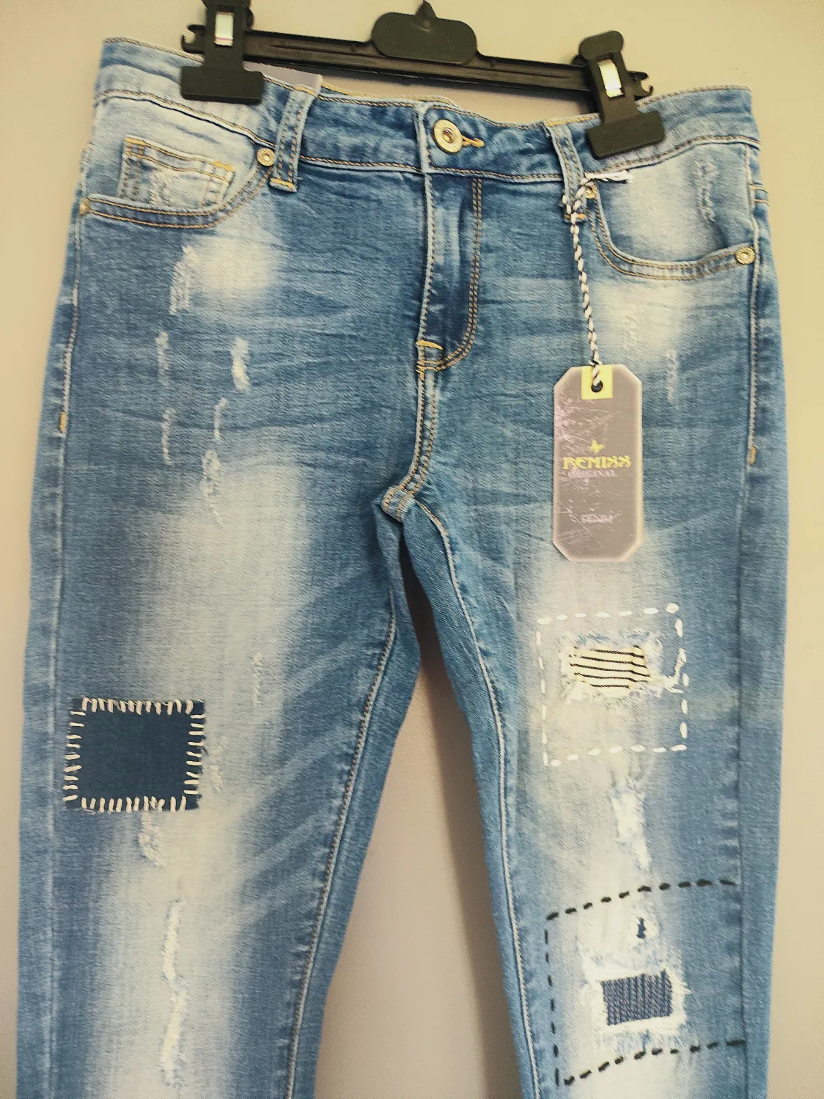 Jean slim délavé effet patchwork Remiss – Remixx – taille 38 3