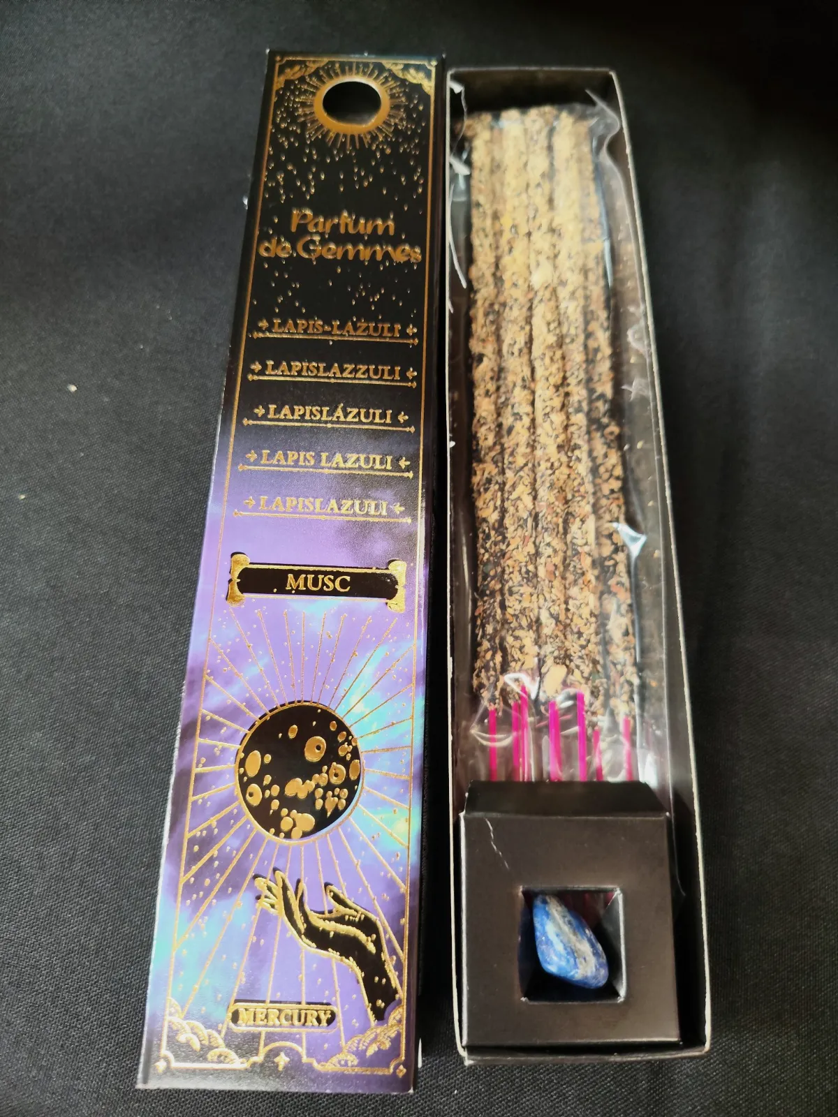 Bâtonnets d'encens parfum de gemmes lapis-lazuli musc Mercury – Parfum de gemmes 3