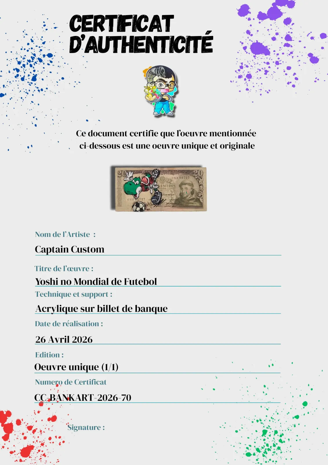 Billet Authentique Custom – Portugal & Yoshi Edition – Captain Custom 3