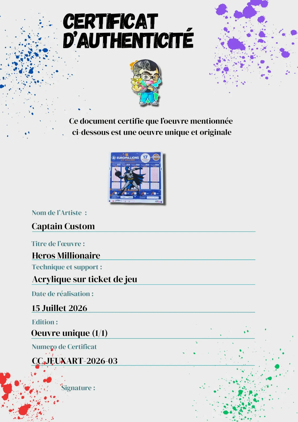 Ticket Custom – Batman Vintage / DC Comics (EuroMillions) – CAPTAIN CUSTOM 4