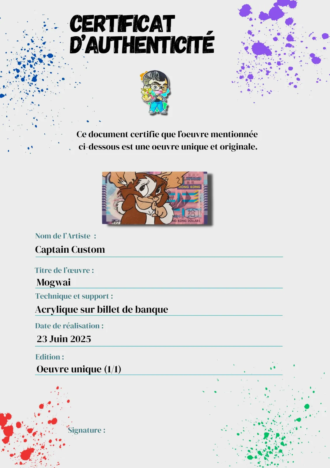 Billet Authentique Custom – Hong Kong & Gizmo – CAPTAIN CUSTOM 4