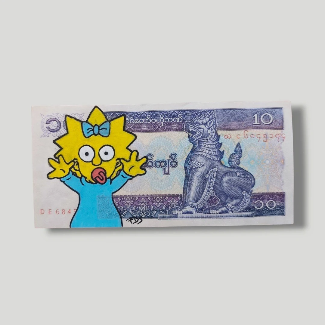 Billet Custom – Maggie Simpson / Les Simpson (10 Kyats du Myanmar)