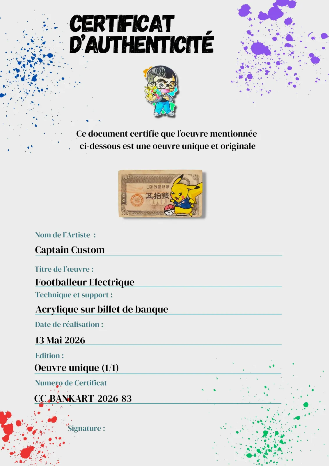 Billet Authentique Custom – Japon & Pikachu Edition – Captain Custom 4