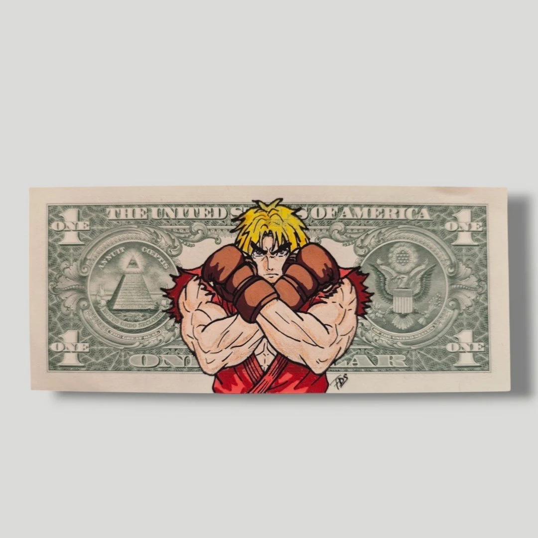 Ken Masters Street Fighter - Money Art & Pop Art sur Billet Américain