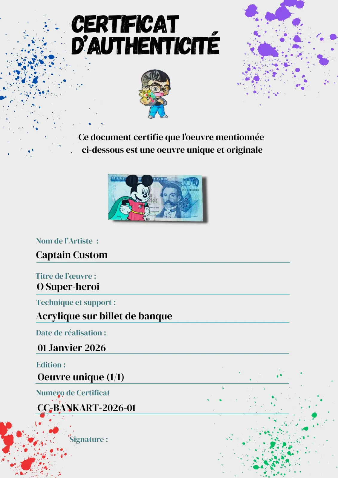 Billet Authentique Custom – Portugal & Mickey Héro – Captain Custom 3