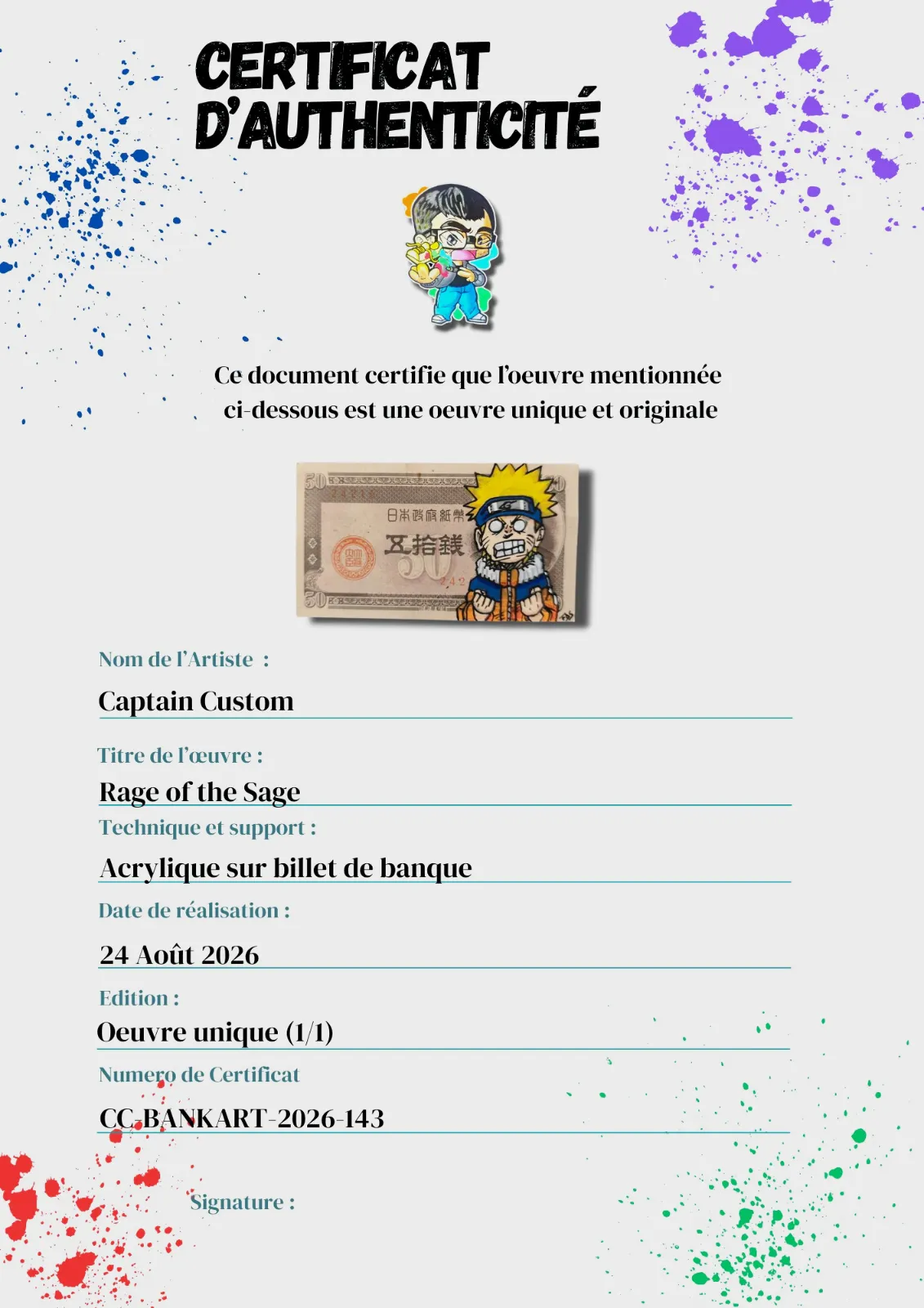 Billet Custom – Naruto Uzumaki (50 Sen du Japon) – CAPTAIN CUSTOM 4