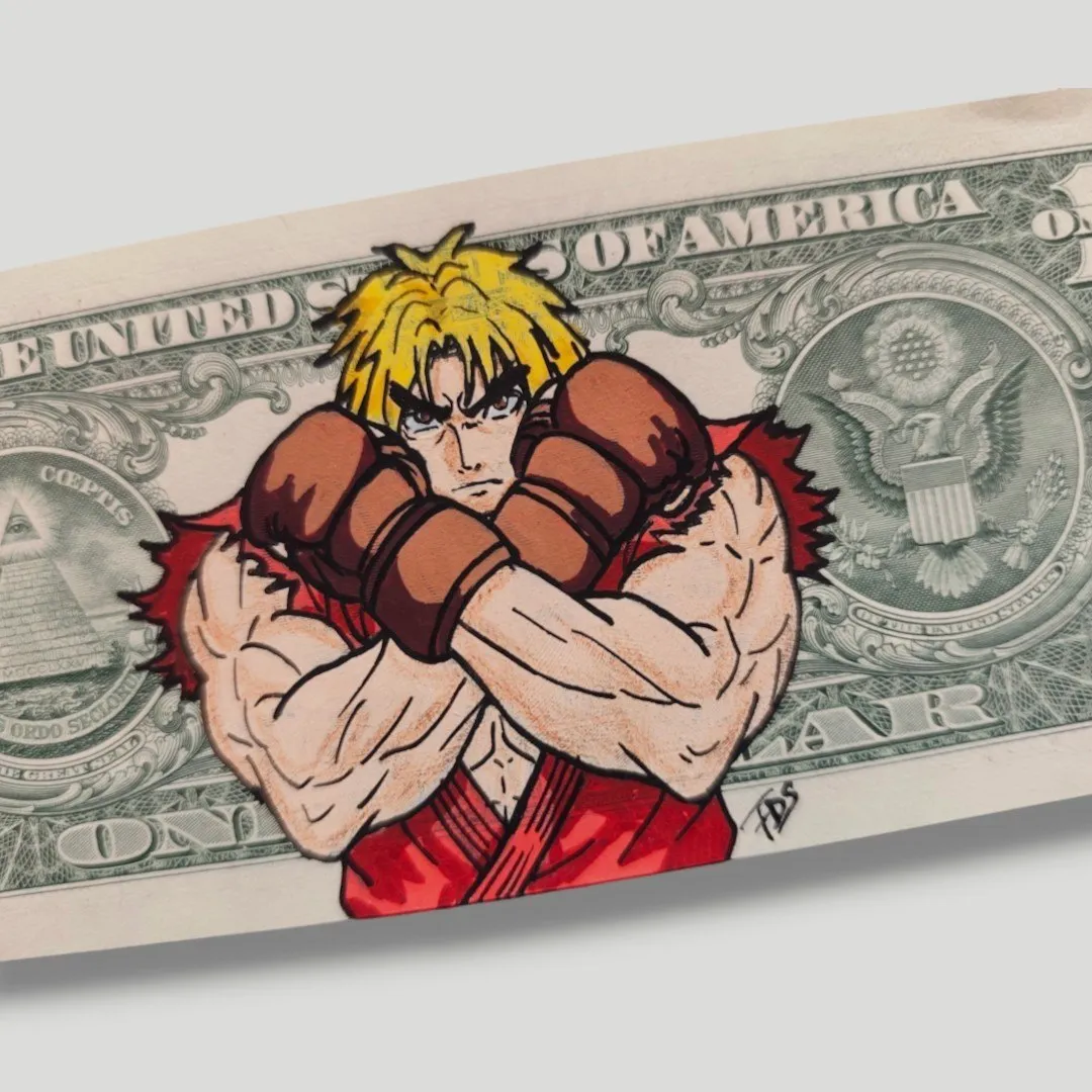 Ken Masters Street Fighter - Money Art & Pop Art sur Billet Américain – CAPTAIN CUSTOM 3