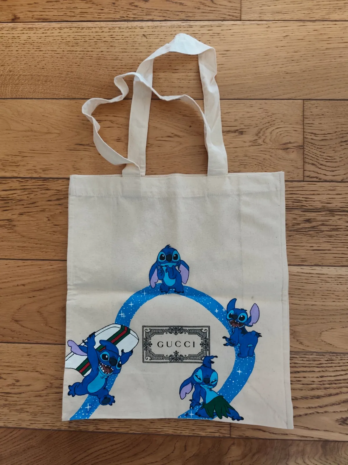 Tote Bag Custom – Stitch & Lilo / Disney x Gucci Style (Peinture Recto/Verso) – captain custom 3