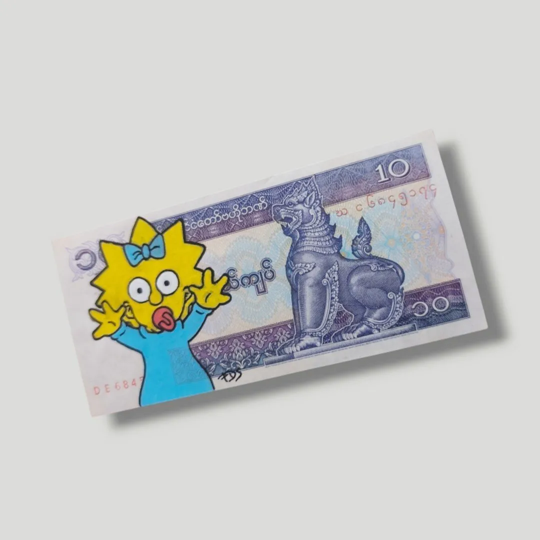 Billet Custom – Maggie Simpson / Les Simpson (10 Kyats du Myanmar) – CAPTAIN CUSTOM 2