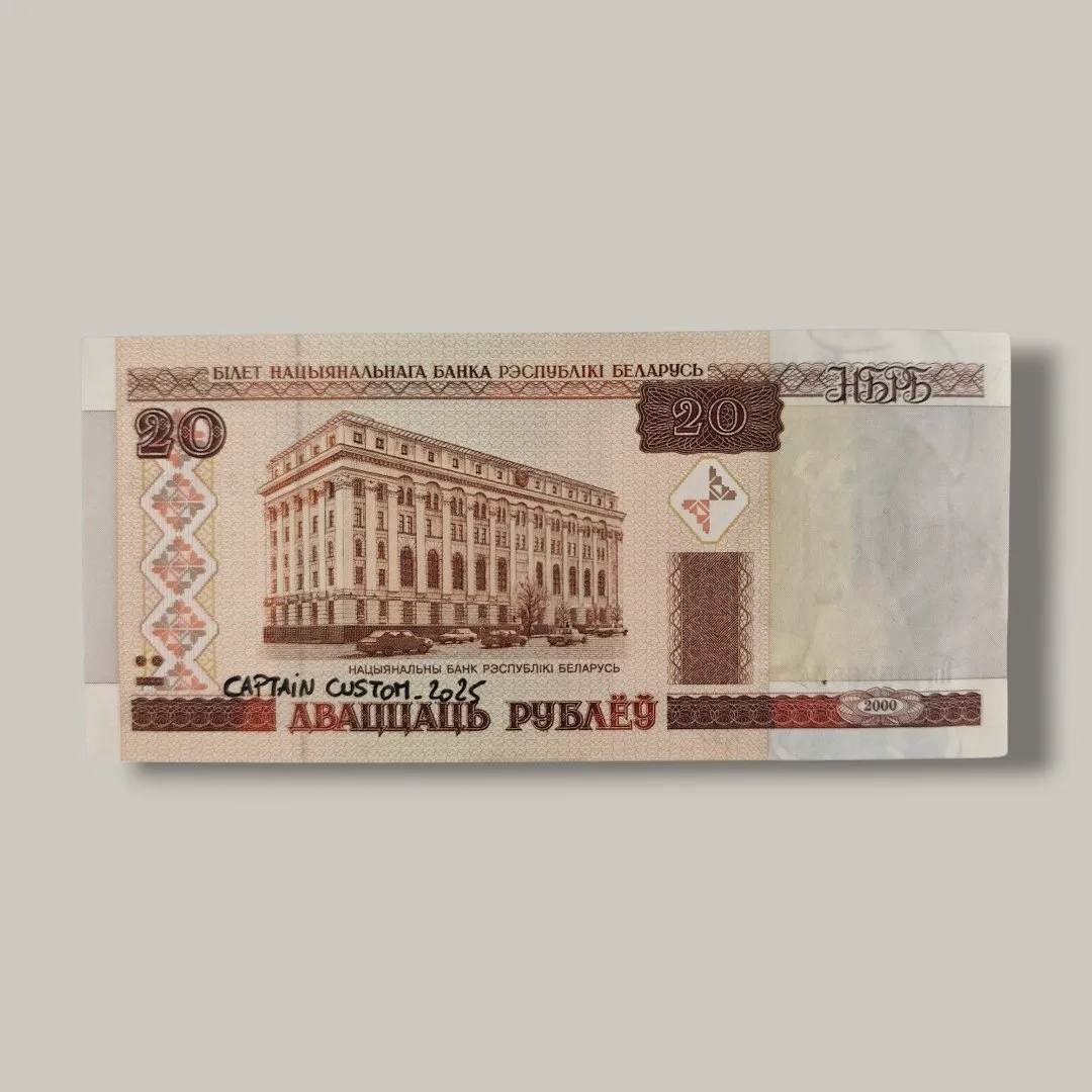 Œuvre Unique Pop Art : La Schtroumpfette sur un vrai billet de Bielorussie – Captain Custom 3