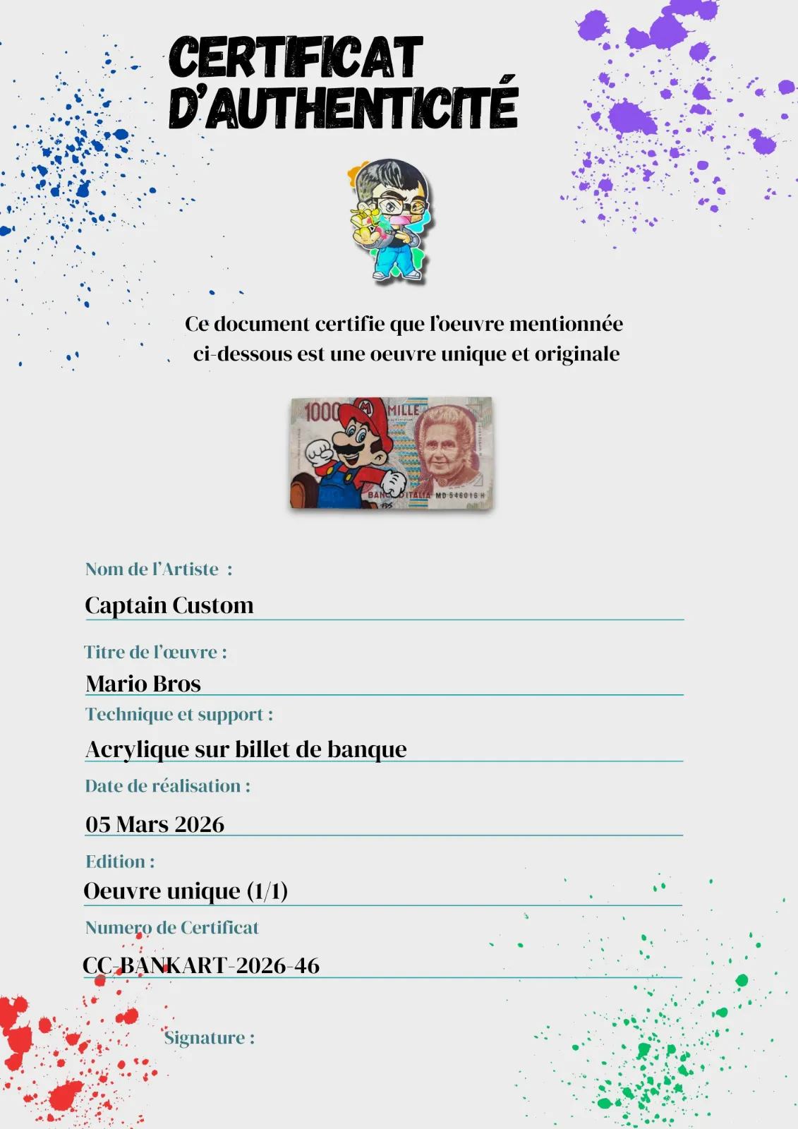 Billet Authentique Custom – Italie & Mario – CAPTAIN CUSTOM 5