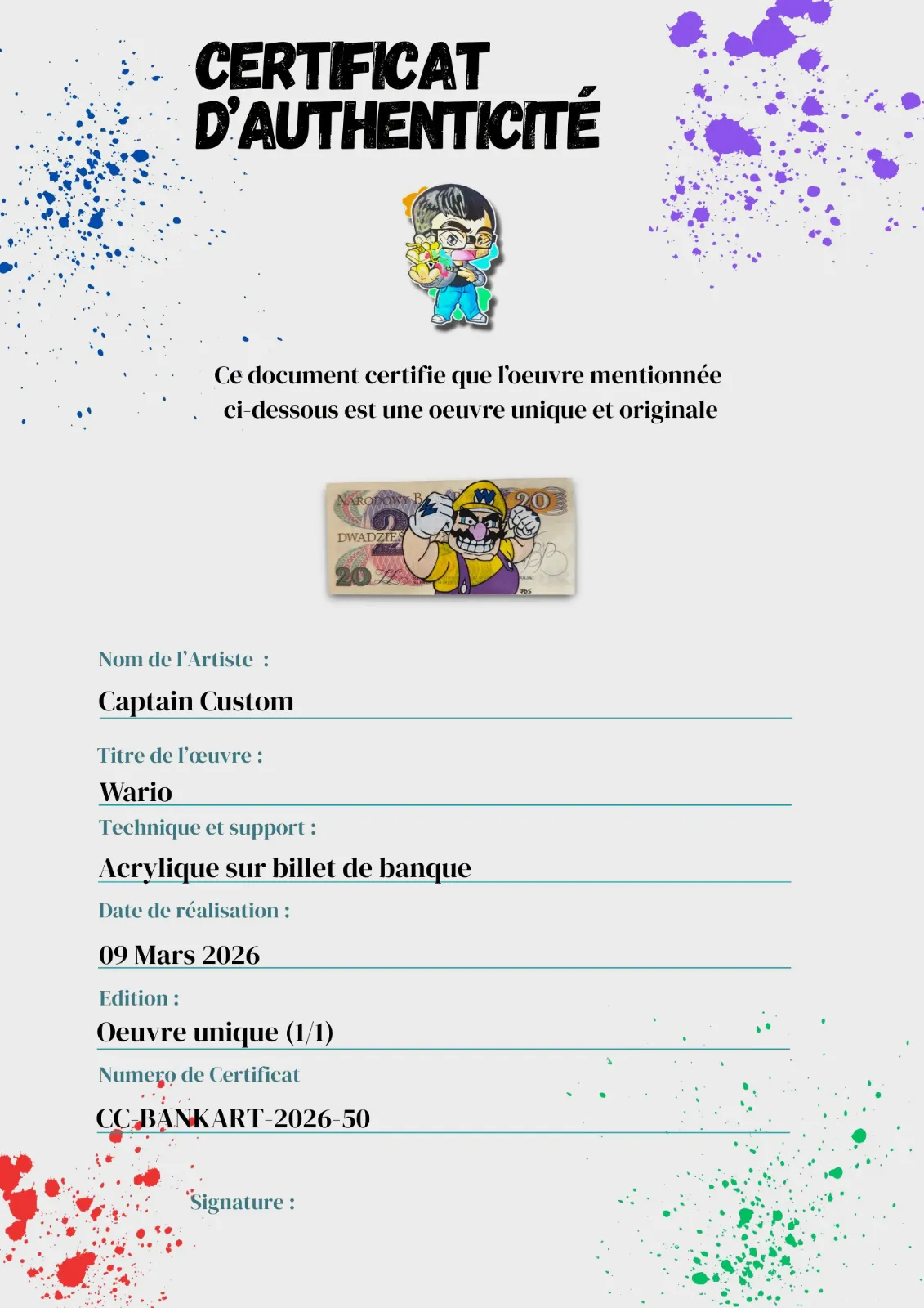 Billet Custom – Wario (20 Złotych de Pologne) – CAPTAIN CUSTOM 5