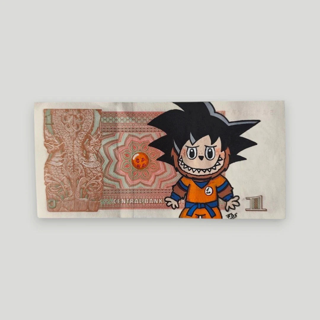 Billet Custom – Goku / Labubu (1 Kyat du Myanmar)