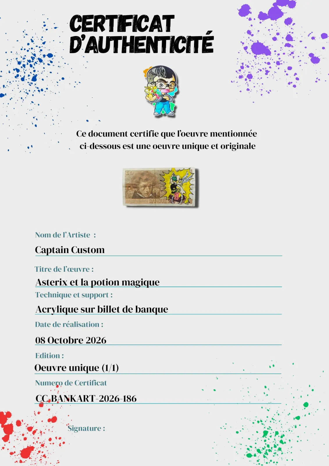 Astérix & La Potion Magique – Pop Money Art Original – captain custom 4