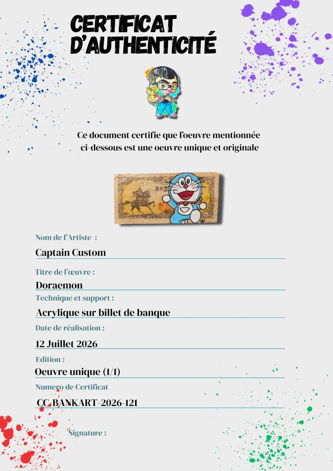 Billet Custom – Doraemon (5 Yen du Japon) – CAPTAIN CUSTOM 4