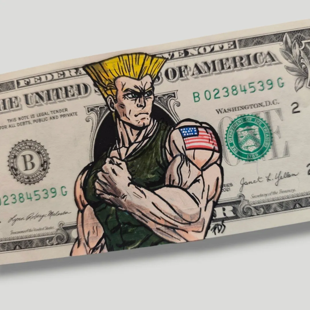 Guile Street Fighter - Billet 1 Dollar US Customisé Pop Art – CAPTAIN CUSTOM 2