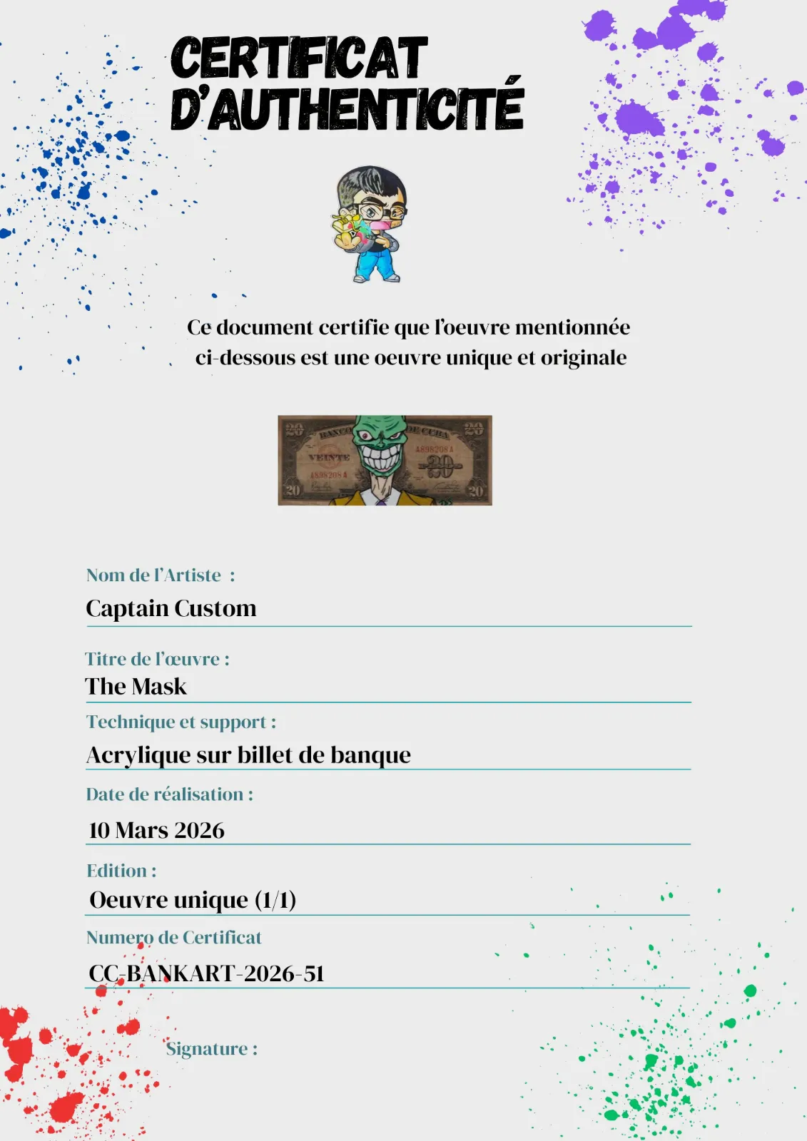 Billet Authentique Custom – Cuba & The Mask – Captain Custom 4