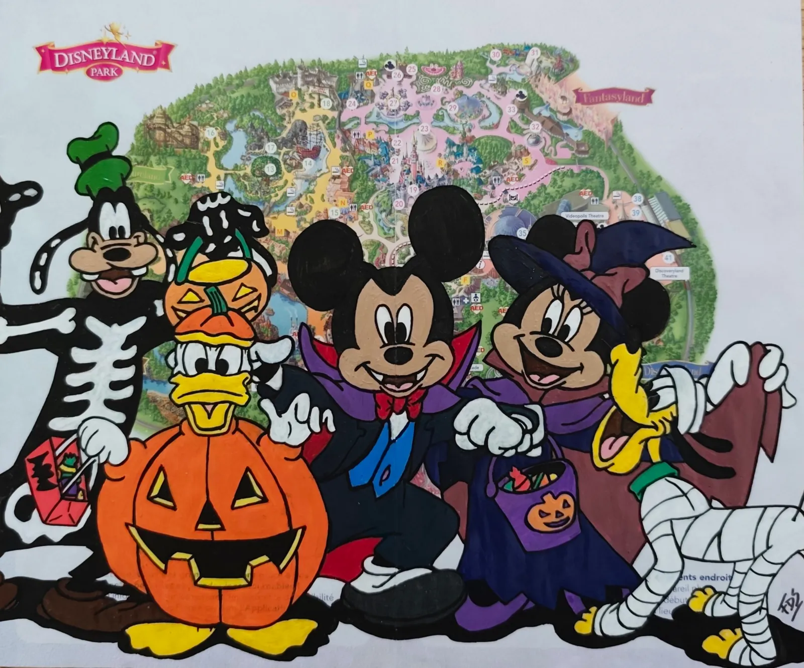 Plan Custom – Mickey Vampire, Minnie Sorcière & Bande Halloween Disneyland Park – DISNEY 5