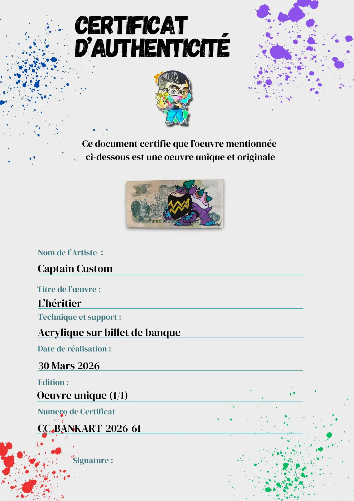 Billet Custom – Bowser Jr. (20 Escudos du Portugal) – captain custom 5
