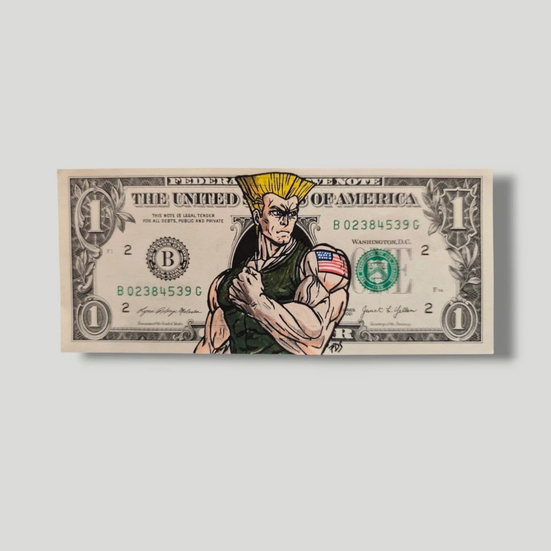 Guile Street Fighter - Billet 1 Dollar US Customisé Pop Art