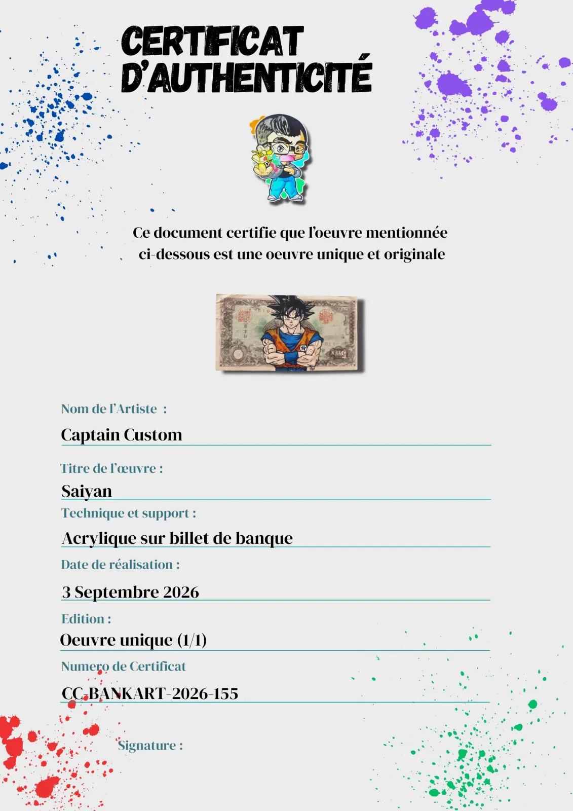 Billet Custom – Son Goku (5 Yen du Japon) – CAPTAIN CUSTOM 4