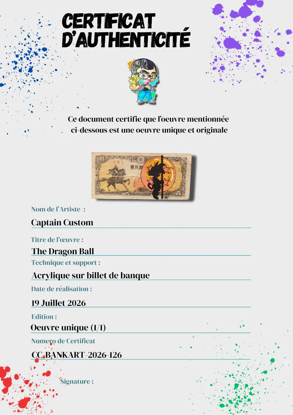 Billet Custom – Silhouette Goku & Dragon Ball (5 Yen du Japon) – CAPTAIN CUSTOM 4