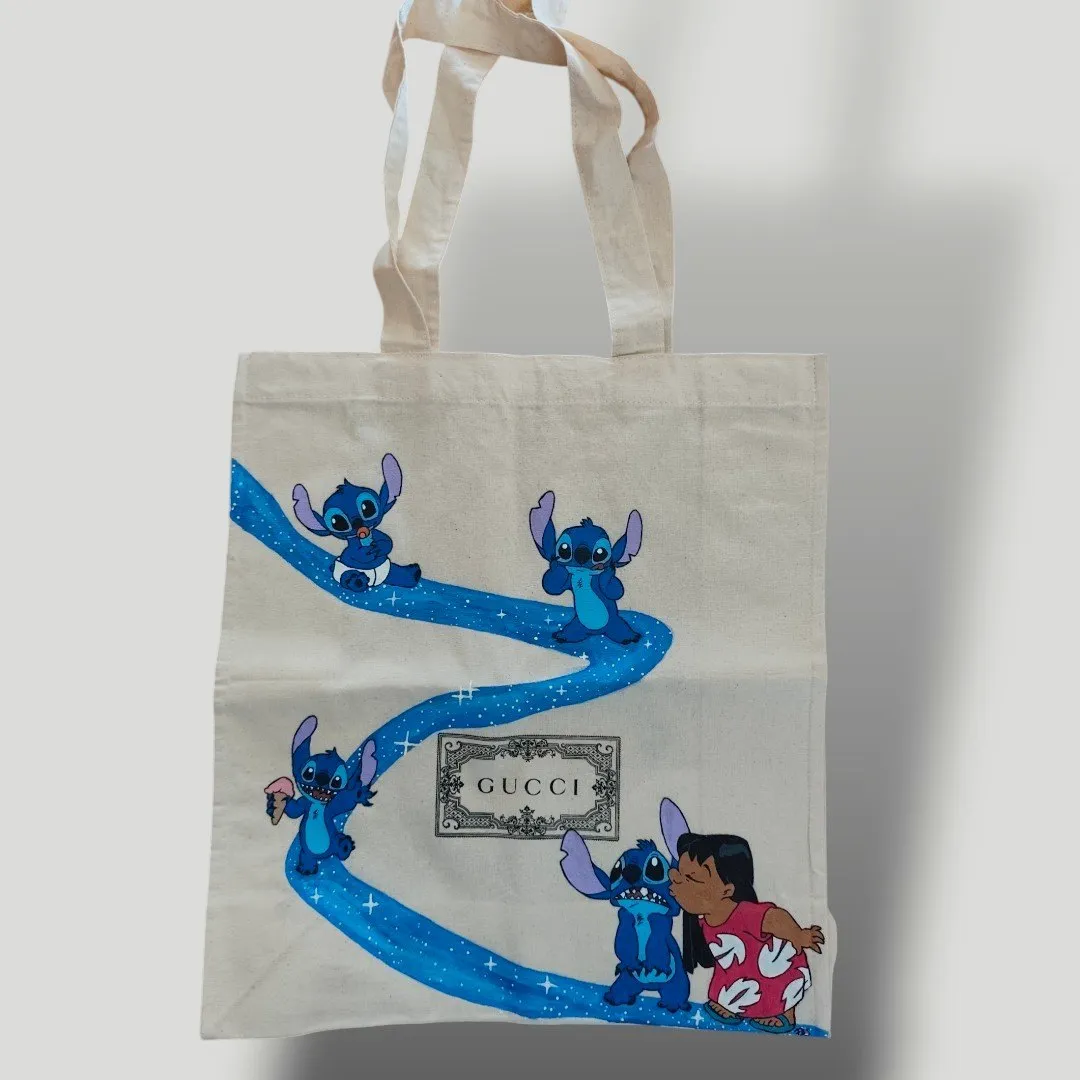 Tote Bag Custom – Stitch & Lilo / Disney x Gucci Style (Peinture Recto/Verso) – captain custom 2
