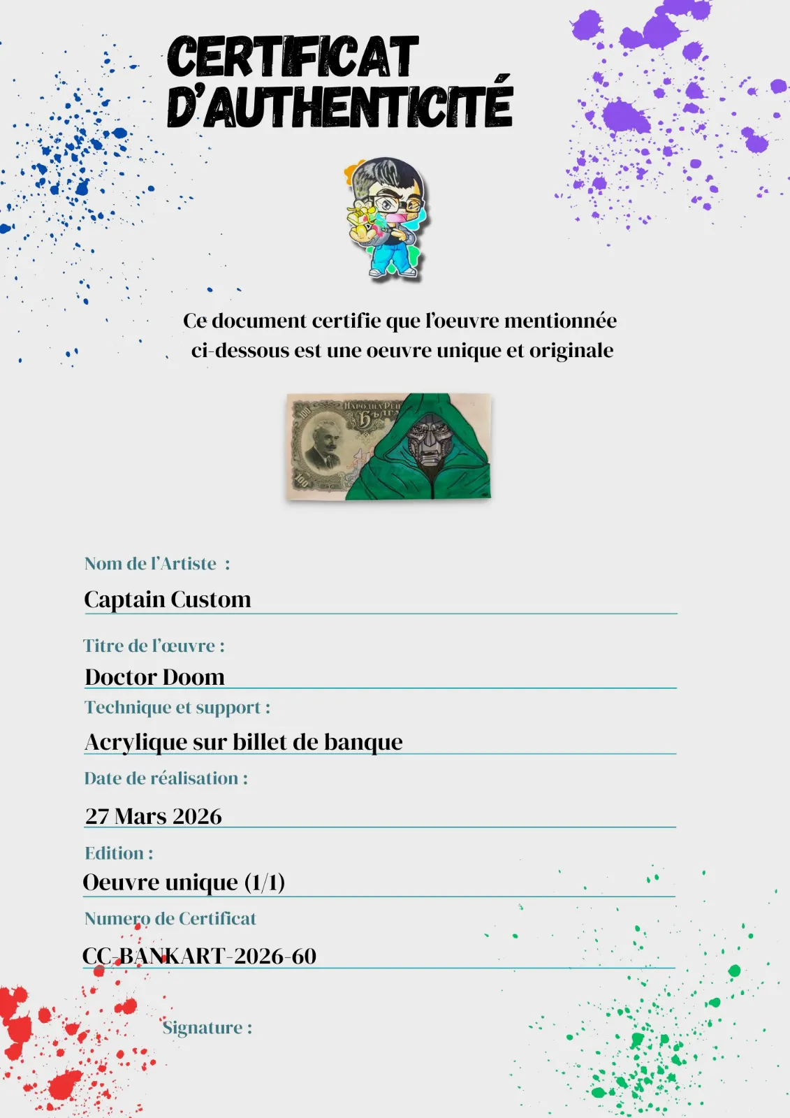 Billet Custom – Doctor Doom / Fatalis (100 Leva de Bulgarie) – CAPTAIN CUSTOM 4